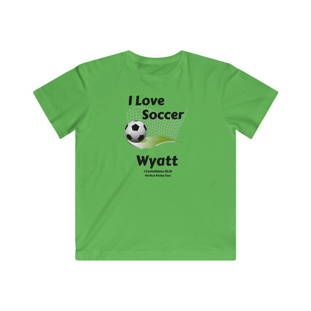 I Love Soccer Personalized Kids Tee