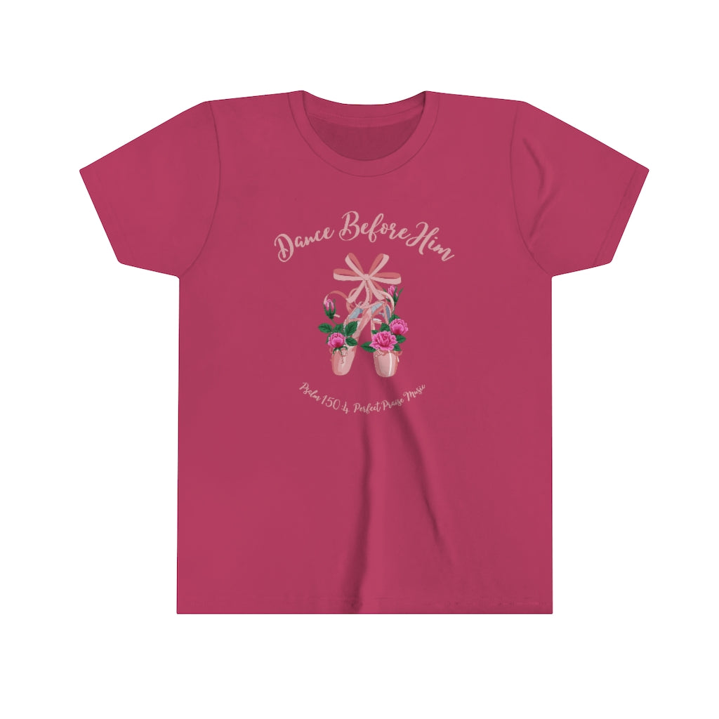 Dance Before Him Ballet Slippers Youth Tee