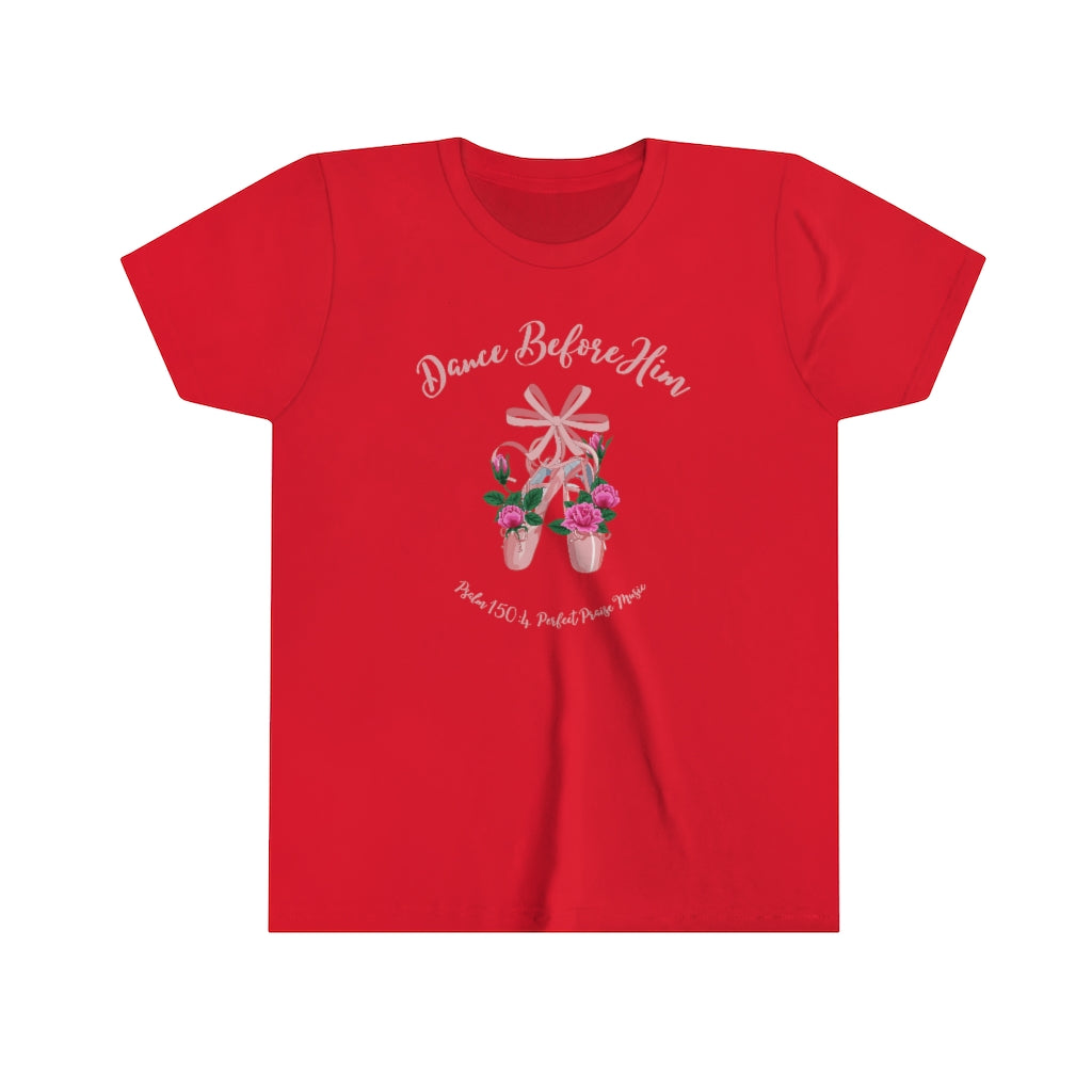 Dance Before Him Ballet Slippers Youth Tee