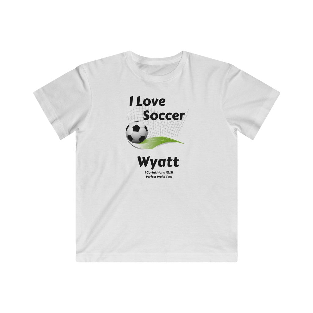 I Love Soccer Personalized Kids Tee
